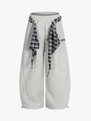 Street Detachable Plaid Waistband Machete Casual Pants 