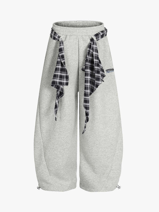 Street Detachable Plaid Waistband Machete Casual Pants 