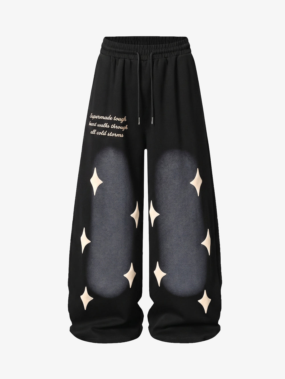 Spray Paint Star Print Distressed Sweatpants 