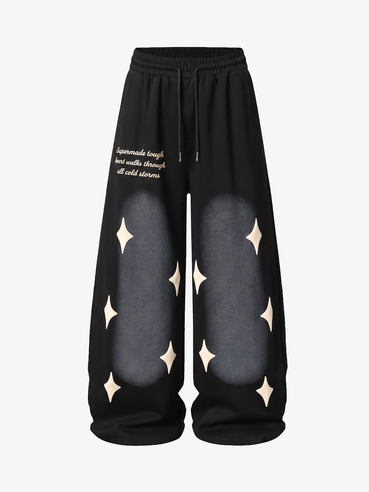 Spray Paint Star Print Distressed Sweatpants 