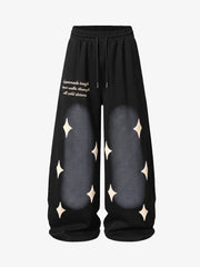 Spray Paint Star Print Distressed Sweatpants 