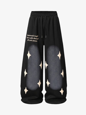 Spray Paint Star Print Distressed Sweatpants 