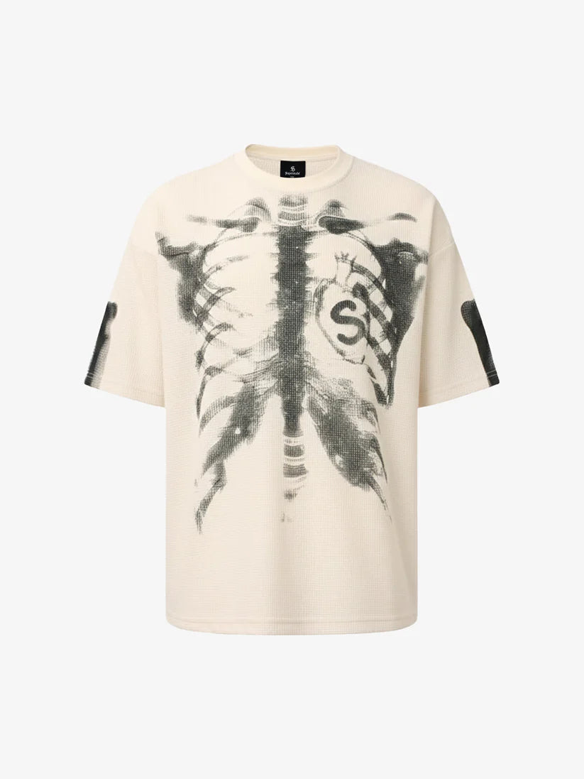 X-Ray Skeleton Graphic Waffle T-Shirt 