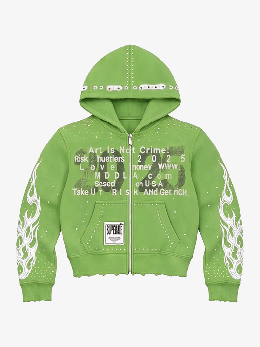 Graphic Streetwear Zip-Up Jacket