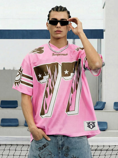 Pink Flame Print Jersey T-shirt - 2390 