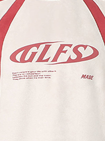 Jersey Deconstructed Contrast Color Stitching Print T-shirt - 2407 
