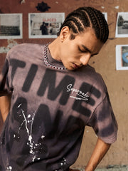 Ink Splash Letter Print T-shirt - 2414 