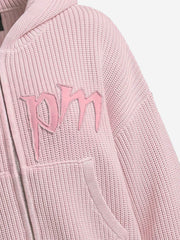 Embroidered Logo Zip-Up Hoodie; Pink / S, Pink / M, Pink / L, Pink / XL, Pink / 2XL