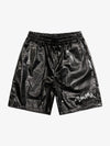 Letter Embroidered Leather Shorts 