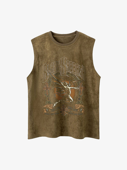 Thesupermade Printed Crew Neck Casual Vest 