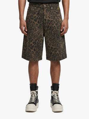 Leopard Print Cotton Wide Leg Shorts 
