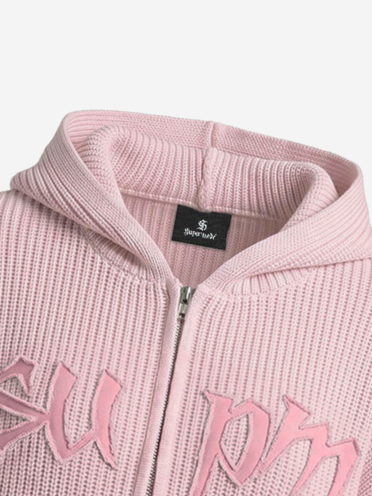 Embroidered Logo Zip-Up Hoodie; Pink / S, Pink / M, Pink / L, Pink / XL, Pink / 2XL