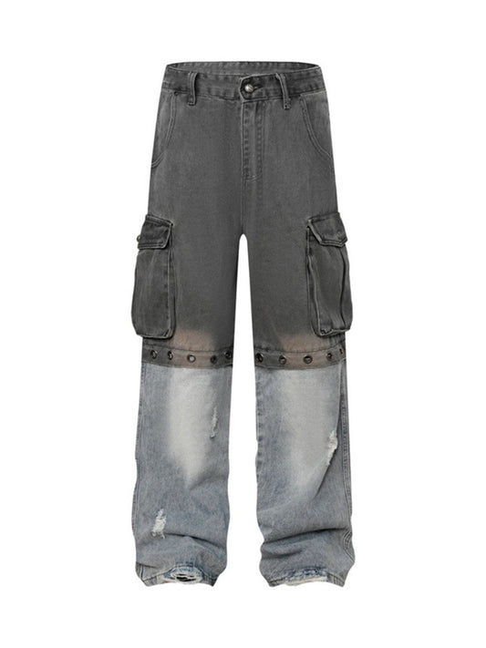 Deconstructed Detachable Split Cargo Jeans 