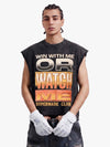 Distressed Slogan Graphic Sleeveless T-Shirt 
