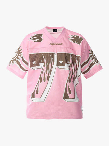 Pink Flame Print Jersey T-shirt - 2390 