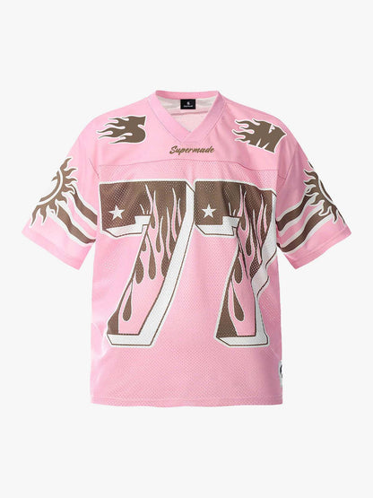 Pink Flame Print Jersey T-shirt - 2390 