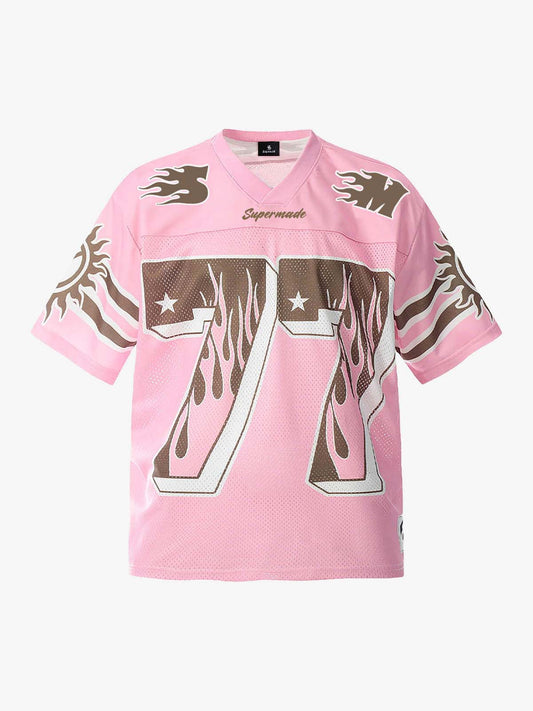 Pink Flame Print Jersey T-shirt - 2390 