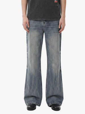 Retro Washed Faded Flared Jeans 
