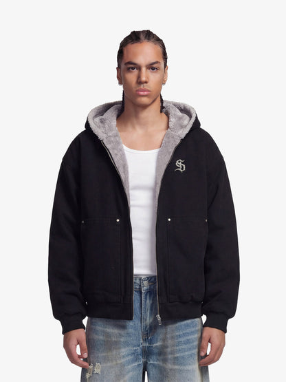 Thesupermade Fur Hooded Zip Up Quilted Jacket - 2510 