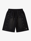 Industrial Grunge Style Acid Wash Studded Shorts