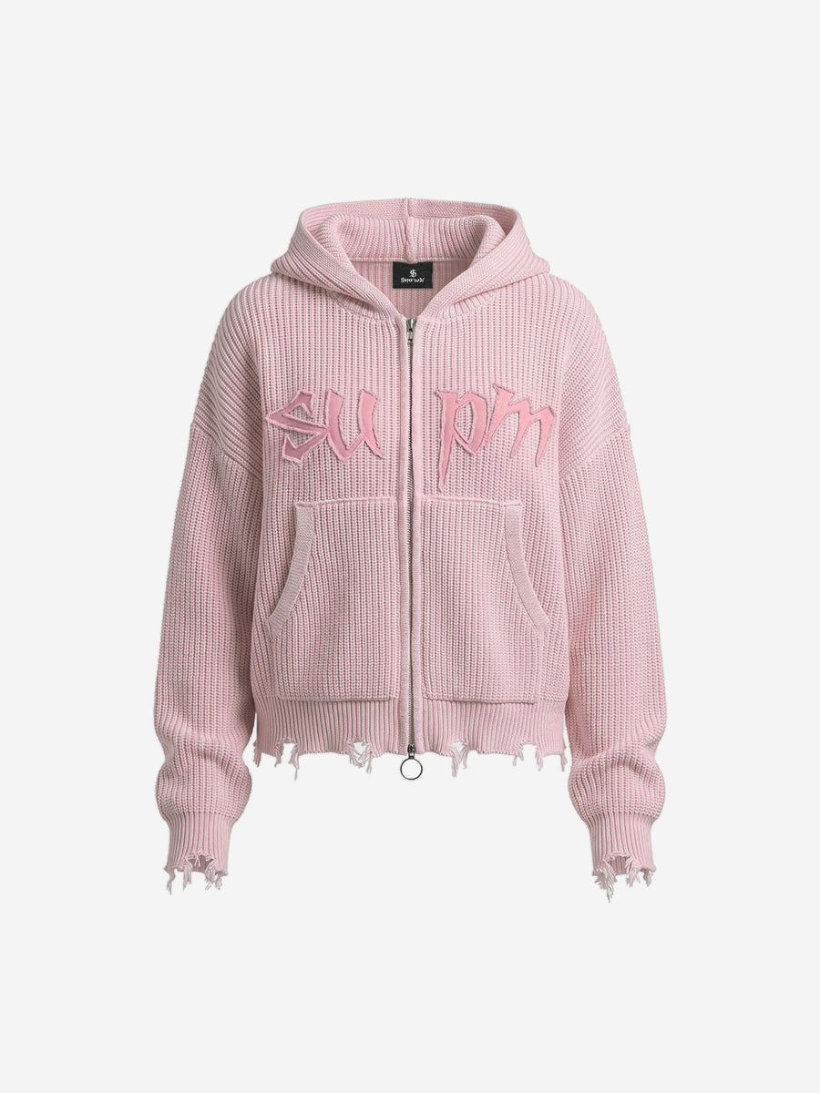 Embroidered Logo Zip-Up Hoodie