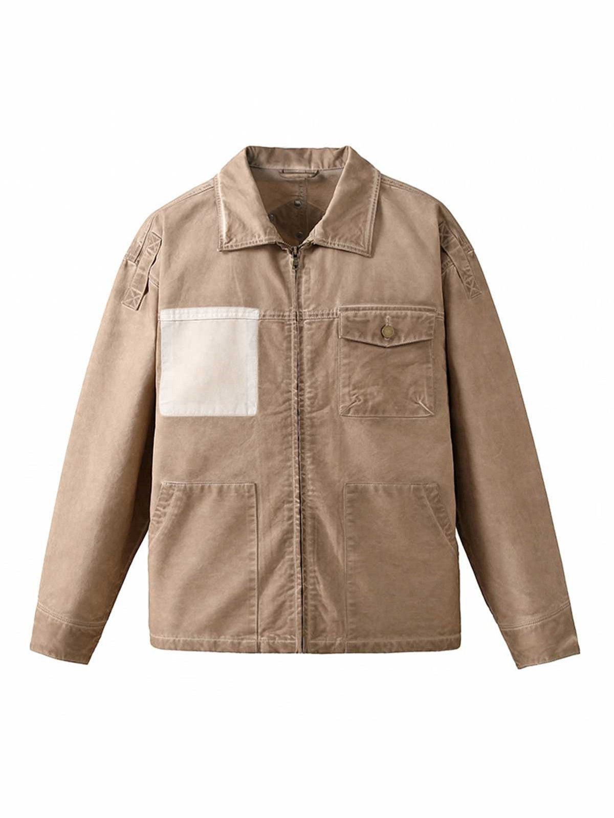 Retro Lapel  Zip Up Work Jacket