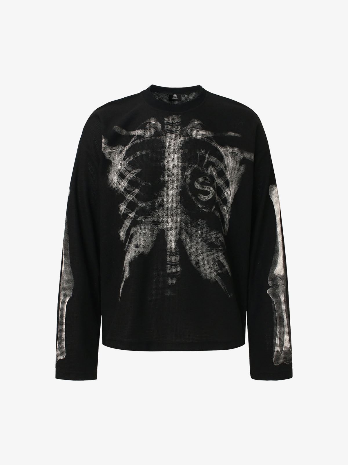 Sudadera con estampado de esqueleto y tejido gofrado - 2495