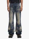 Vintage Washed Studded Pocket Flared Jeans - 2617 