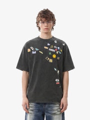 Vintage Gaming Sticker Style Motif Oversized T-Shirt 