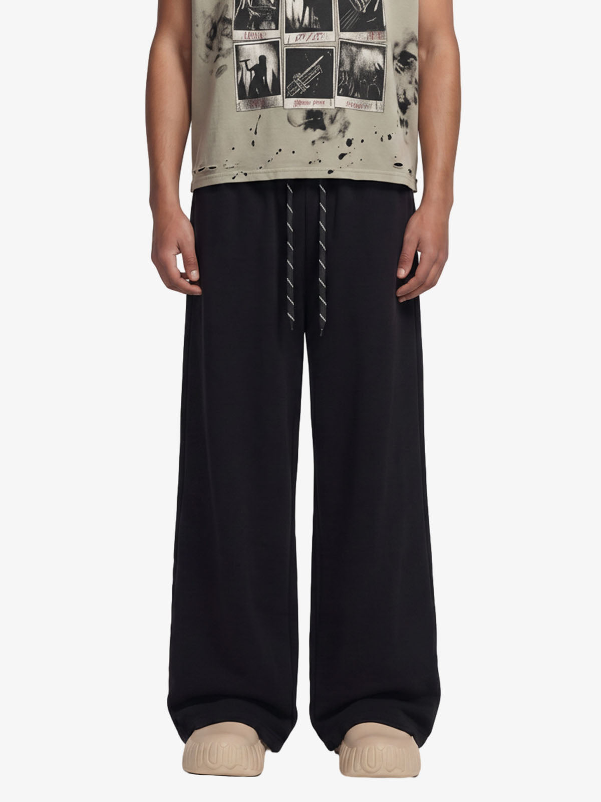 Drawstring Wide Leg Relaxed Sweatpants 