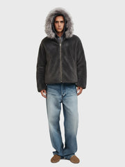 Thesupermade Fur Hooded Quilted Sherpa Jacket - 2304 