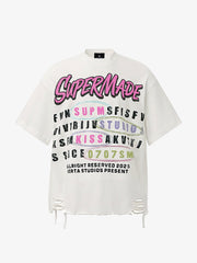Retro Letter Graphic T-Shirtc - 2603 