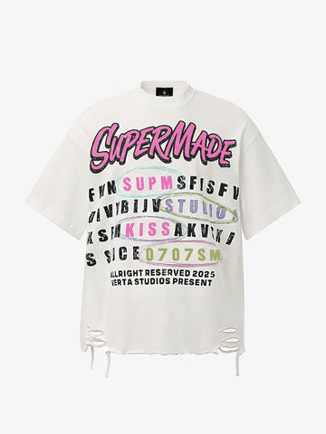 Retro Letter Graphic T-Shirtc - 2603 