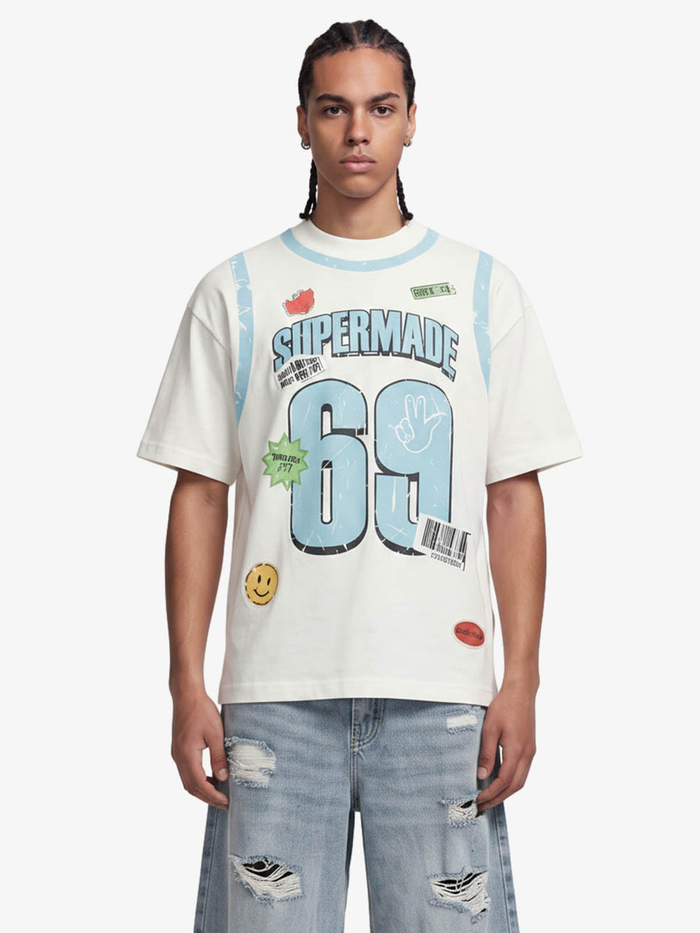 Distressed Number 69 Graphic Print T-Shirt 