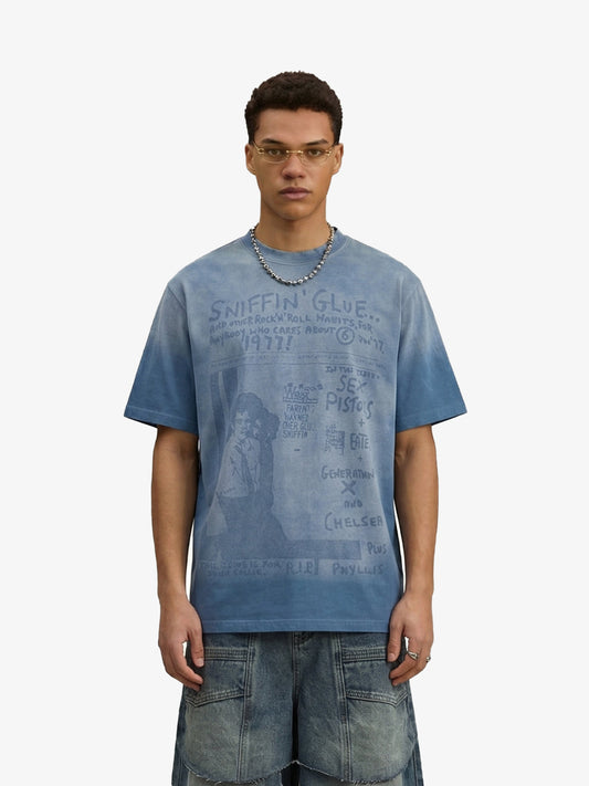 Washed Graphic Print Cotton T-Shirt 