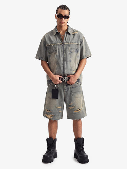 Ripped Denim Distressed Suit - 2460 