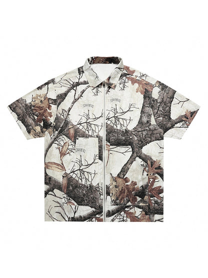 Thesupermade Retro Branches & Fallen Leaves Print Workwear Set 