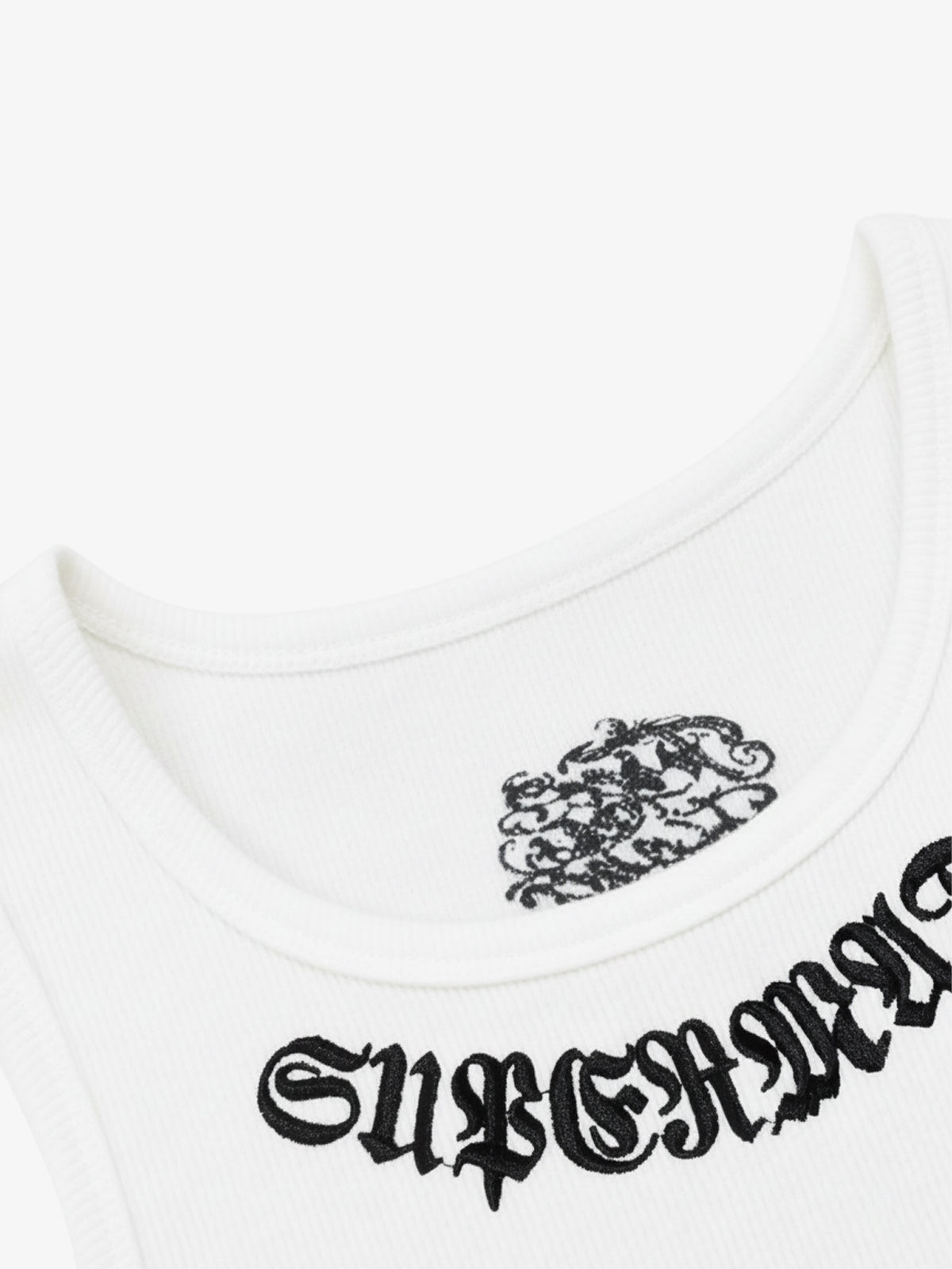 Gothic Lettering Embroidered Ribbed Vest - 2522 