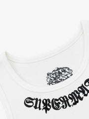 Gothic Lettering Embroidered Ribbed Vest - 2522 