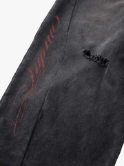 Pantalon ample délavé effet vieilli à fausses languettes