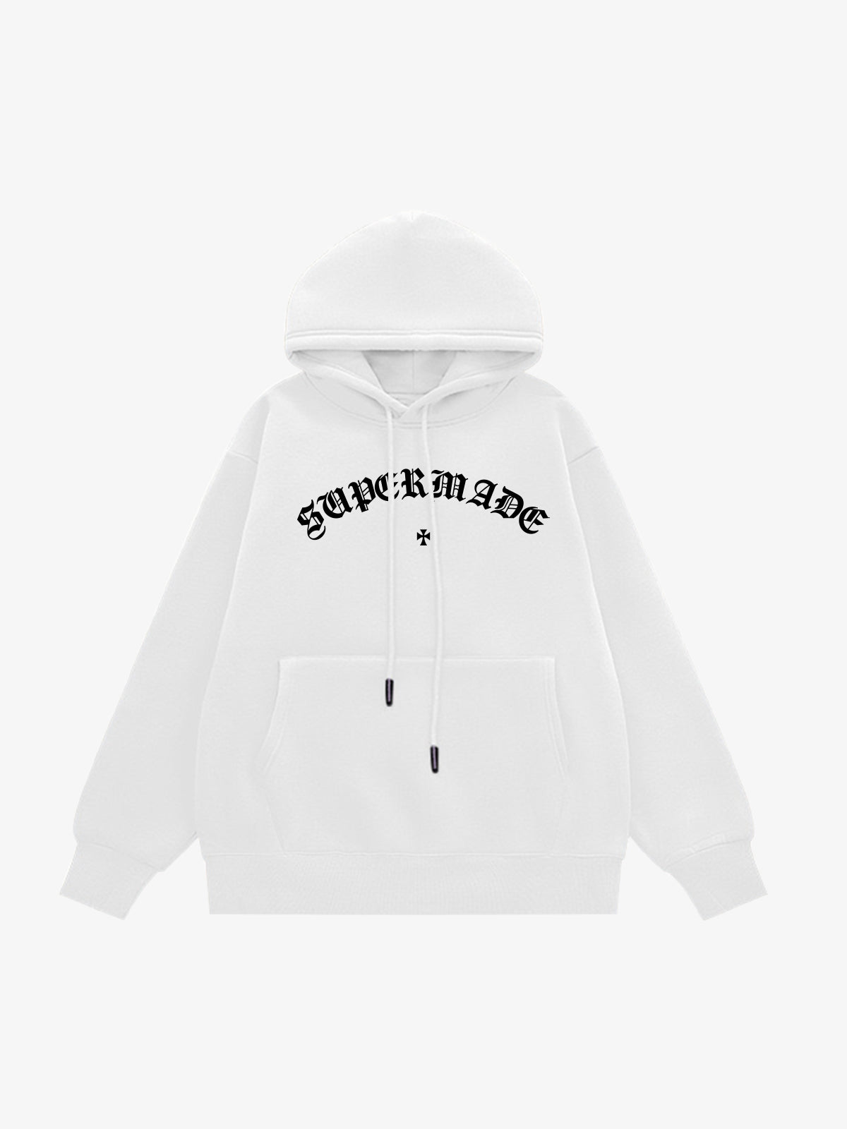 Thesupermade Street Letter Design Print Plush Hooded Sweatshirt 