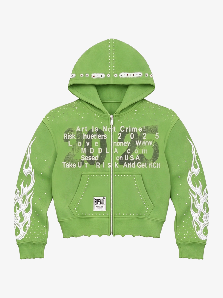 Chaqueta urbana con gráfico y cierre