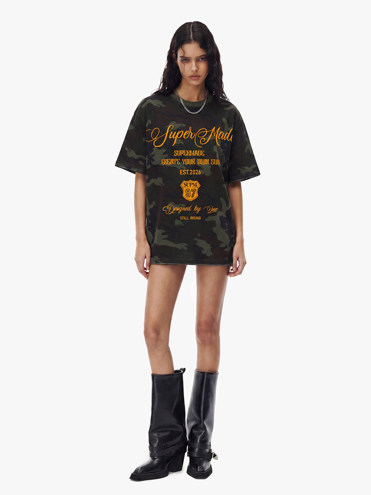 Camouflage Script Logo Graphic T-Shirt 