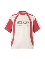 Jersey Deconstructed Contrast Color Stitching Print T-Shirt - 2407 