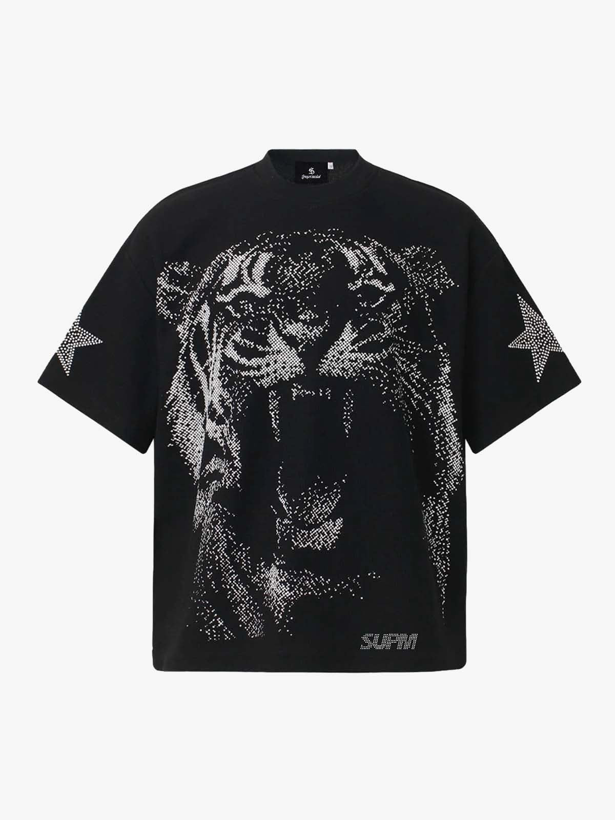 Tiger Graphic Star Sleeve T-Shirt