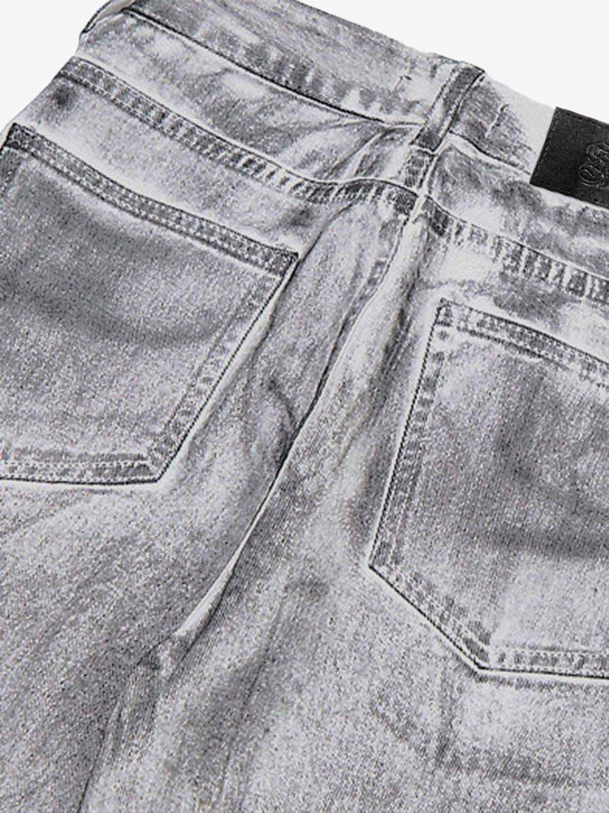 Wasteland Style Niche Design Dirty White Loose Jeans - 2114 
