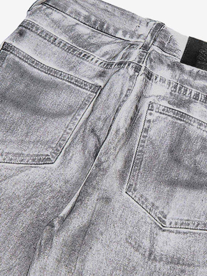 Wasteland Style Niche Design Dirty White Loose Jeans - 2114 