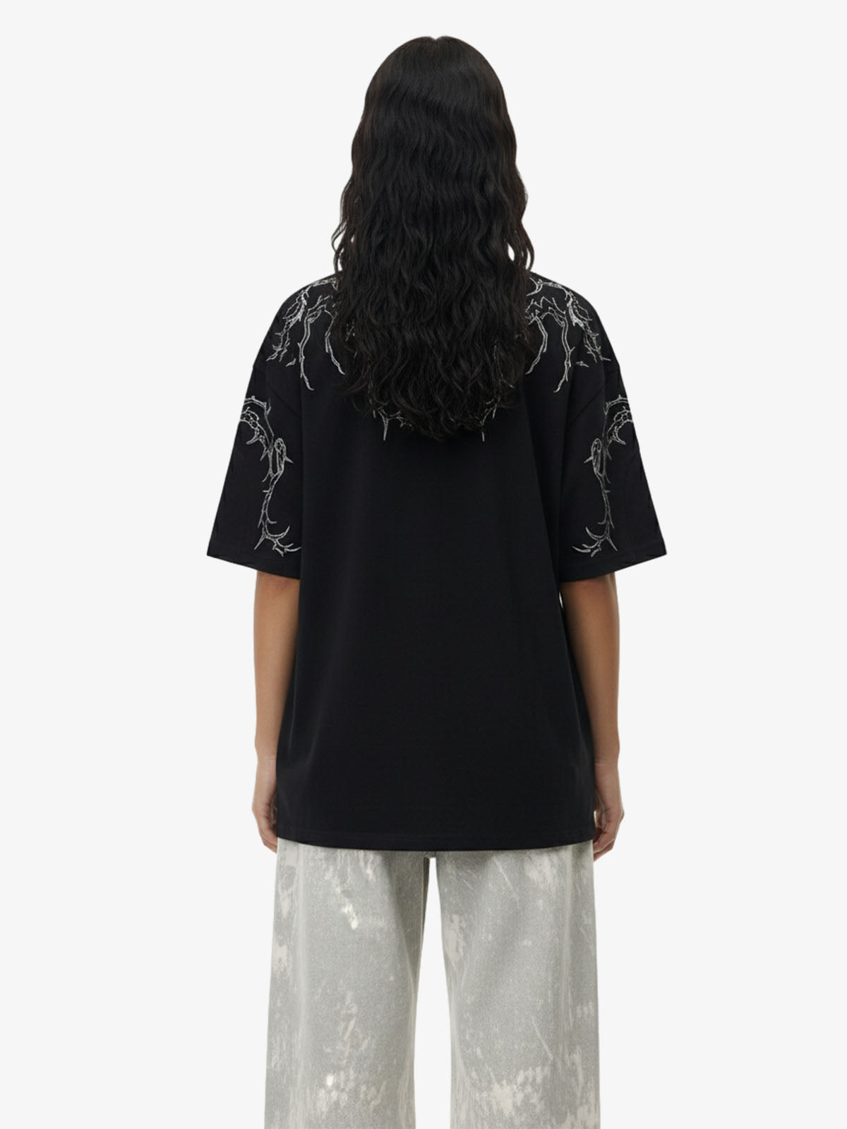 Thorn Embroidery Suede T-Shirt 