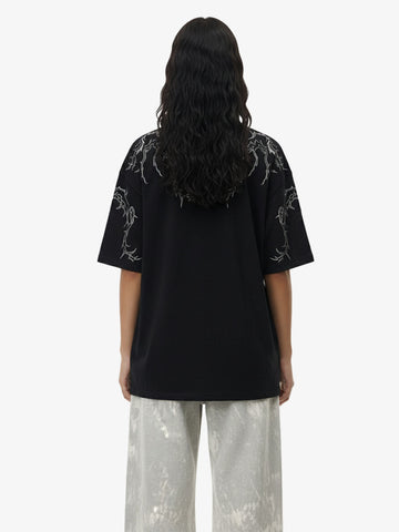 Thorn Embroidery Suede T-Shirt 
