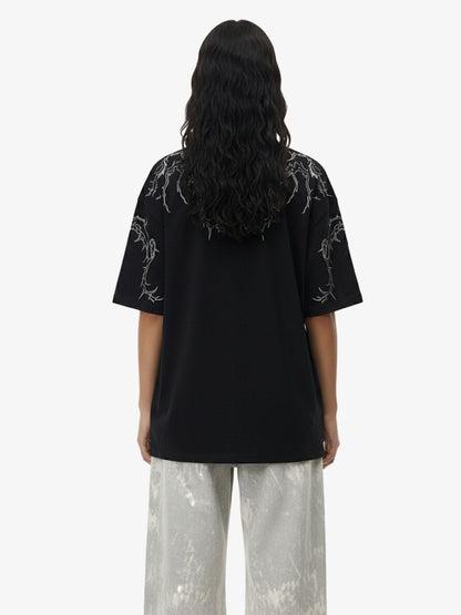 Thorn Embroidery Suede T-Shirt 
